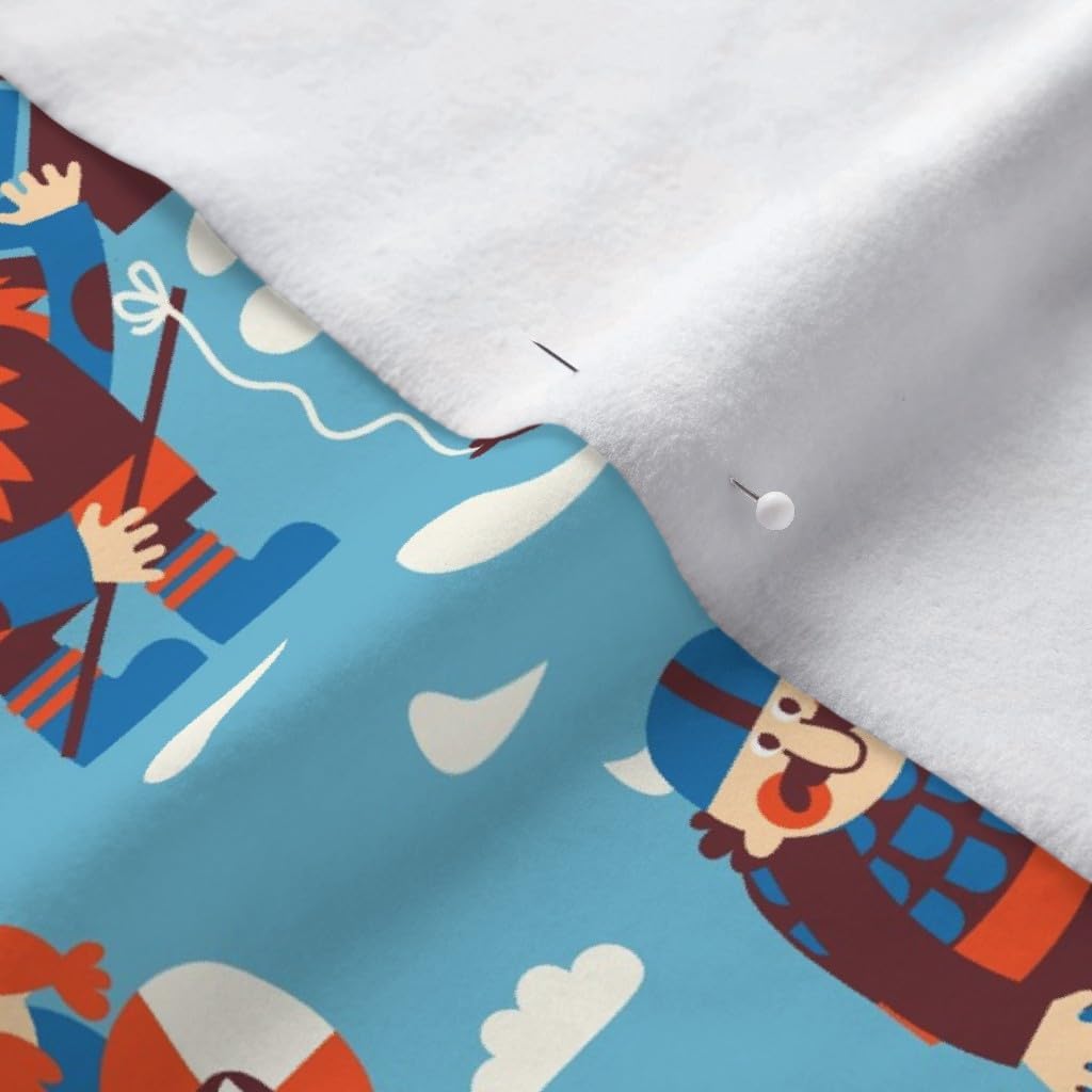 Spoonflower Fabric - Viking Rain Men Fishing Printed on Polartec(R) Fleece Fabric by The Yard - Sewing Blankets Loungewear and No-Sew Projects
