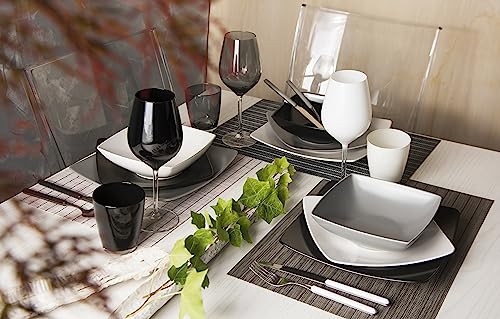 Service de table 18 pièces Eclipse en verre fumé style rétro chic empilable - 7