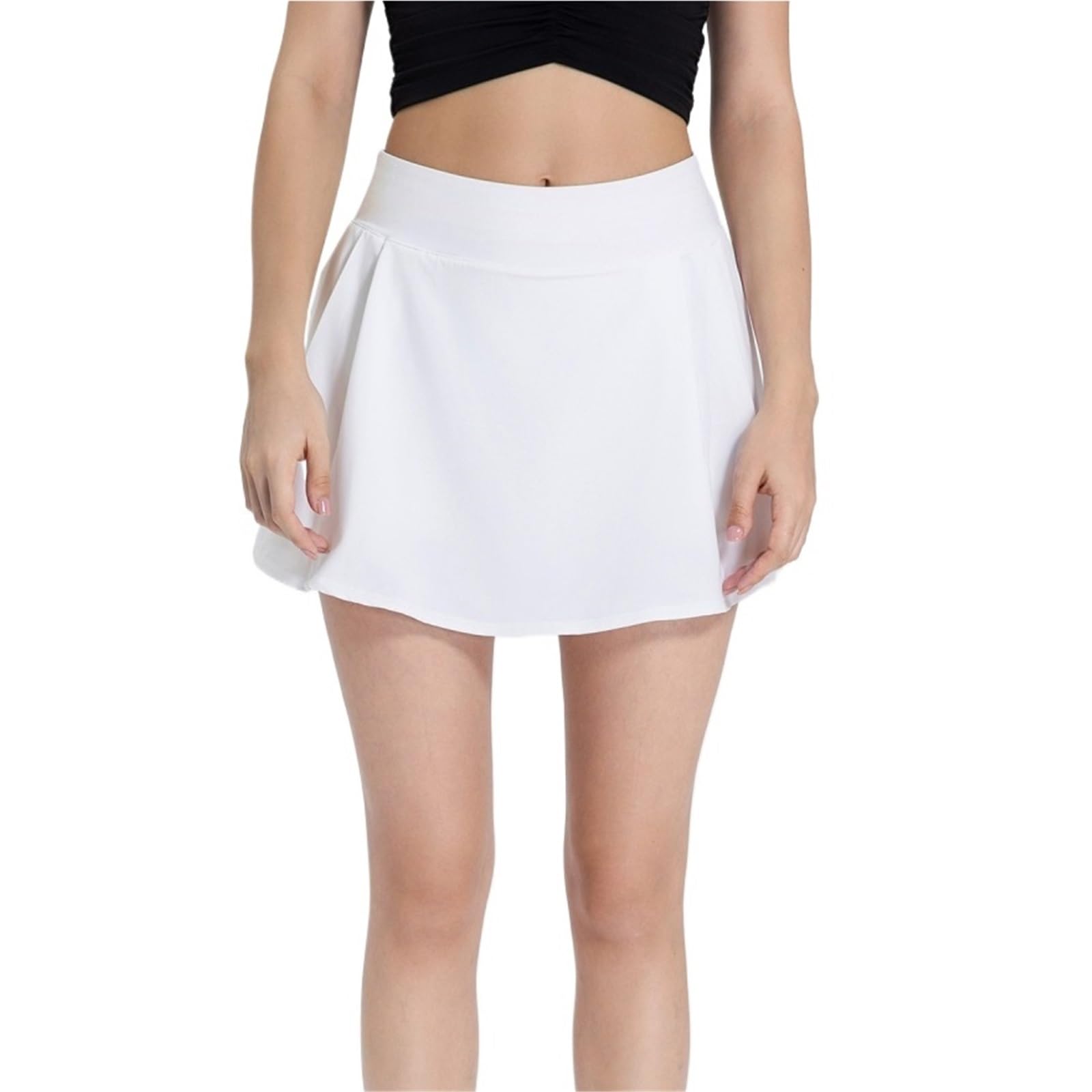 Jupe de Tennis Jupe de Tennis plissée for extérieur, Faux Pantalon de Yoga en Deux pièces, Jupes de Sport for Femmes pour Golf Course Cyclisme(White,L)