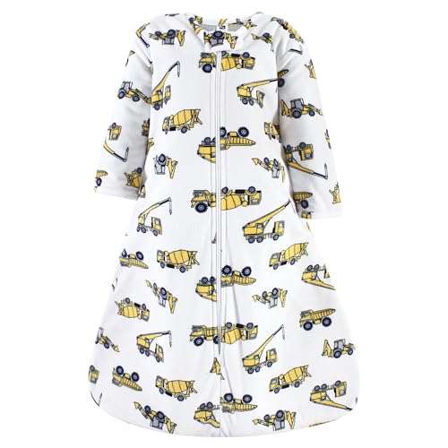 Hudson Baby Unisex Baby Long Sleeve Plush Faux Fur Sleeping Bag, Wearable Blanket, Construction, 12-18 Months