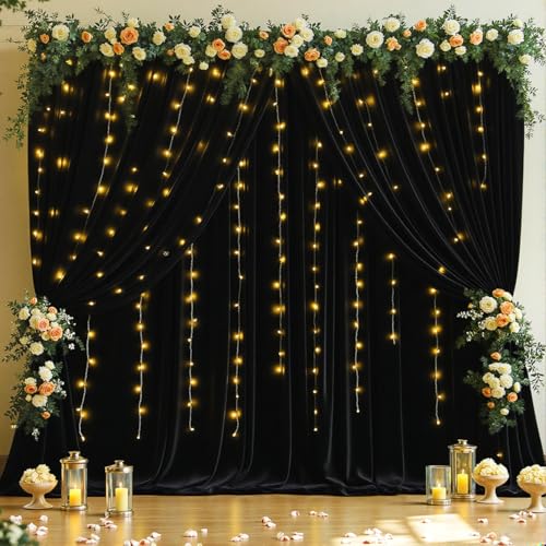 Cortinas Telón Negro con Luces 10x10 ft para Foto miniatura 3