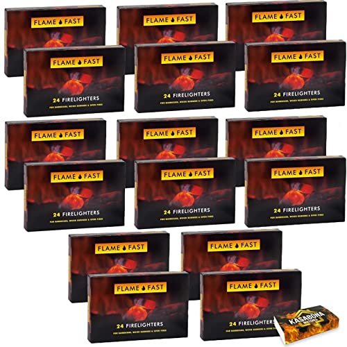 Image of Flamefast Firelighters Bulk Pack Fire Starters - 24 Pack (384 Firelighters) with Safety Matches