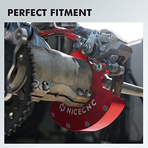 Nicecnc Red Rear Disc Rotor Guard Protector And Dual Sprocket Chain Guard Protector Compatible With Yamaha Raptor 700 700R #TOP1