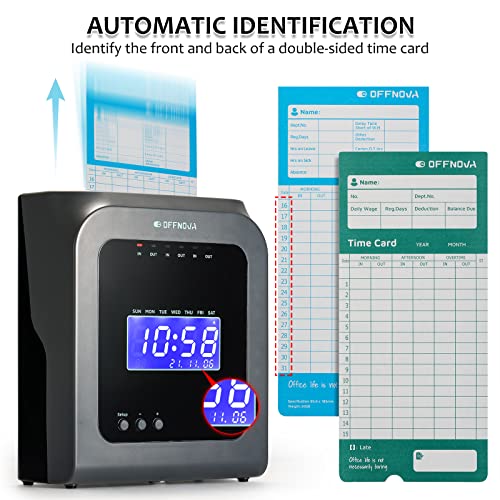 Offnova Thermal Time Clock For Employees Small Business, No Ink Ribbons Or Network Needed, In/Out Time Attendance Machine With 50 Time Cards #TOP3