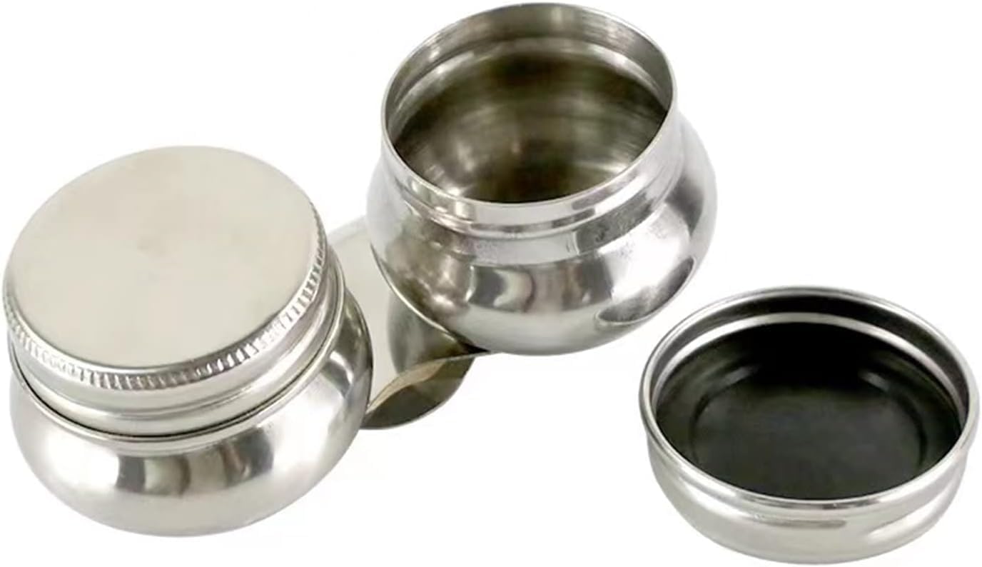 1PC Stainless Steel Oil Painting Palette Cup with Lid and Clip 2 Dipper Large Mouth Oil Paint Pot Container Leakproof Oil Paint Container Cup Turpentine Solvent Tins for Drawing Art Suppllies
