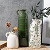 Juego de 3 floreros de cerámica con asas, verde blanco neutro, decoración rústica moderna de granja y boho, versátil como centro de mesa o acento para repisa y estante - Idea de regalo única para el hogar 2