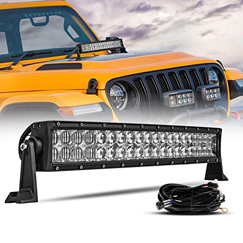 Auxbeam 32 Inch 180W Curved LED Light Bar 5D Reflector Truck Light Bar Spot Flood Combo Off-Road Auxiliary Light Offroad Driving Fog Light w/Wiring Harness for Pickup ATV 4x4 Car 32 Inch-Cur