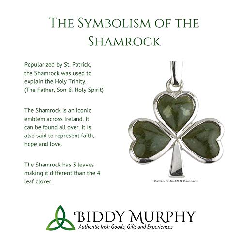Biddy Murphy Genuine Irish Shamrock Necklace with Connemara Marble - 925 Sterling Silver Celtic Jewelry Assay Hallmarked in Dublin, Made in Ireland, Three-Leaf Clover Pendant with 18" Chain4