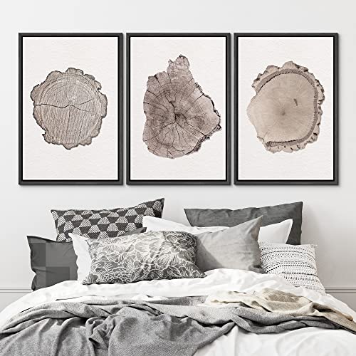 Mudecor Framed Wall Art Print Set Brown Minimal Wood Ring Tree Closeup Nature Wilderness Mixed Media Modern Art Boho Decorative Colorful Chic For Living Room thumb #1