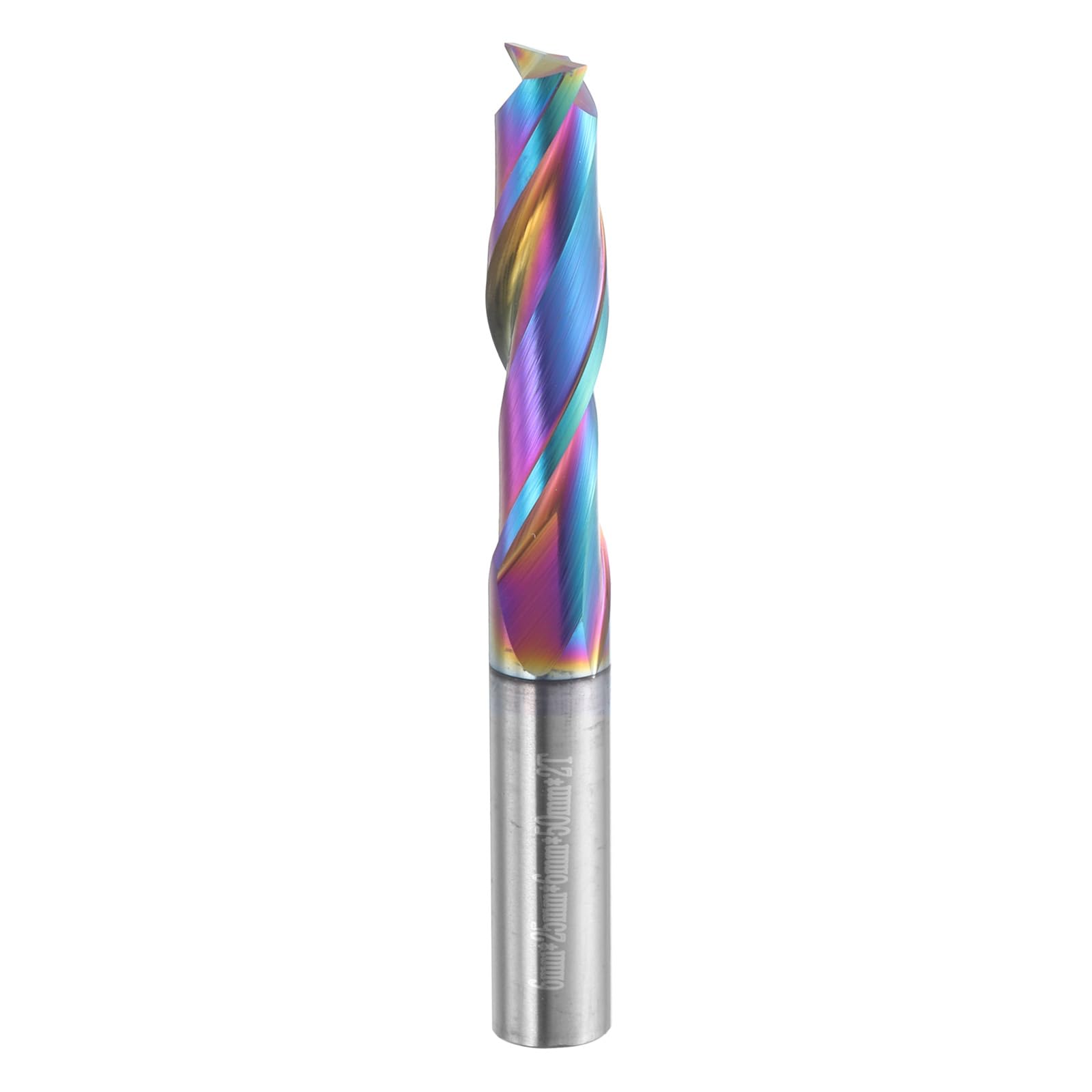 QUARKZMAN 2 szt. Frez spiralny 6 mm średnica cięcia 2 krawędzie tnące do góry z kolorową powłoką(6 mm trzpień 25 mm długość cięcia 50 mm całkowita długość 30 stopni śmigła HRC44-46)