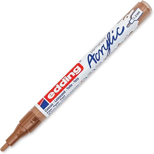 edding 5300 marcador acrílico fino - avellana - 1 marcador de pintura acrílica impermeable - punta redonda fina de 0.039-0.079 in - bolígrafo de