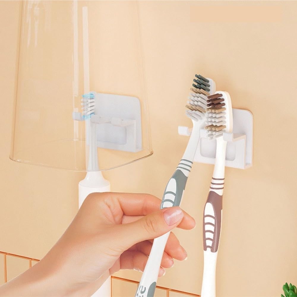 Portacepillos de Dientes para Familia Portacepillos De Dientes Y Portavasos Pasta For Varias Personas Montado En La Pared Cocinas(Transparent,1pcs)
