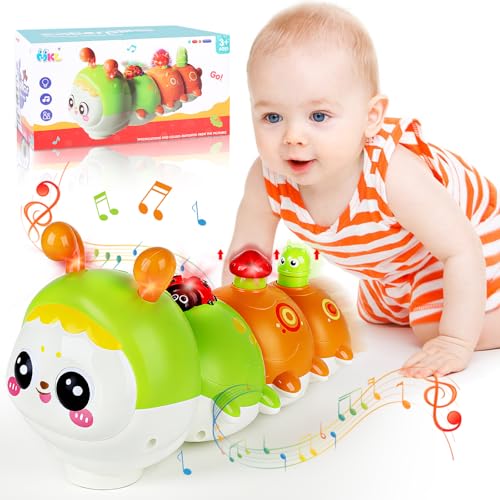 Flintosky Música de Oruga Juguete sensorial Bebe,Tummy Time Bebe,Oruga gateadora interactiva con Luces y Sonidos.Regalos para el Desarrollo y Aprendizaje del bebé, cumpleaños