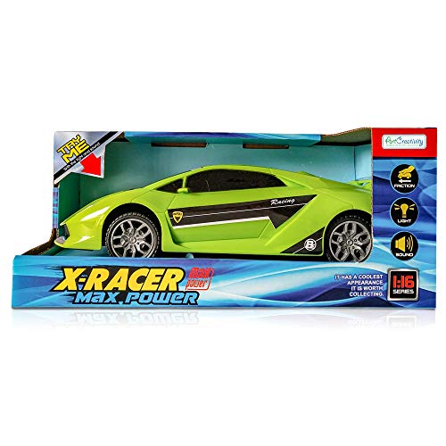 Artcreativity Green Racer Car With Lights And Sounds, Light-Up Push N Go Racer Car For Kids, Led Headlights And Engine Sound, Best Birthday Gift For Boys, Girls, Toddlers Ages 3+ #TOP4
