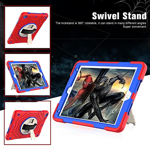 Ltrop Ipad 9Th/8Th/7Th Generation Case, Ipad 10.2 Case 2021/2020/2019, [Built-In Screen Protector] [Shoulder Strap] [Swivel Kickstand] Hybrid Protective Kids Case For Ipad 9/8/7 Gen 10.2 Inch, Red #TOP1