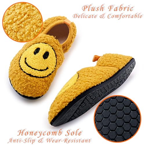 Smile Face Slippers Kids Fuzzy Indoor House Slippers Toddler Home Cozy Socks Cute Face Non-Slip Rubber Sole Warm Shoes Cartoon Soft For Boys Girls2