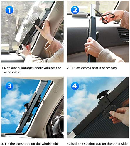 Image of Car Windshield Shades for Front Window, Retractable Automotive Sunshades Car Heat Sun UV Protector Cover for Keep Your Vehicle Cool, Fits Various Car Windshields Automotive Sunshades (26 inch)
