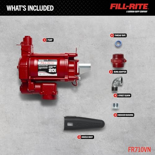 Image of Fill-Rite FR710VN 115V 20 GPM Fuel Transfer Pump (Pump Only Model) | For Gasoline, Diesel, Kerosene, Ethanol Blends, Methanol Blends & Biodiesel up to B20