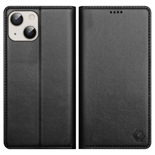 Kirnntca Handyhülle für iPhone 13 Hülle Kartenfach Premium PU Leder Klapphülle Schutzhülle Standfunktion Tasche Flip Case für iPhone 13 - Black