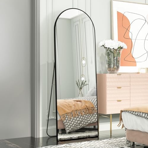 GlasFlength Espejo De Longitud Completa Con Soporte, Marco De Aleación De Aluminio De 57 X 20 Pulgadas, Espejo De Cuerpo Completo, Espejo De Pared De Pie Colgante O Inclinado Para Dormitorio