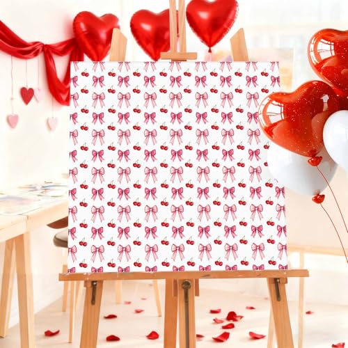 Red Cherry Pink Cherry on White Canvas Wall Art 16x16in,