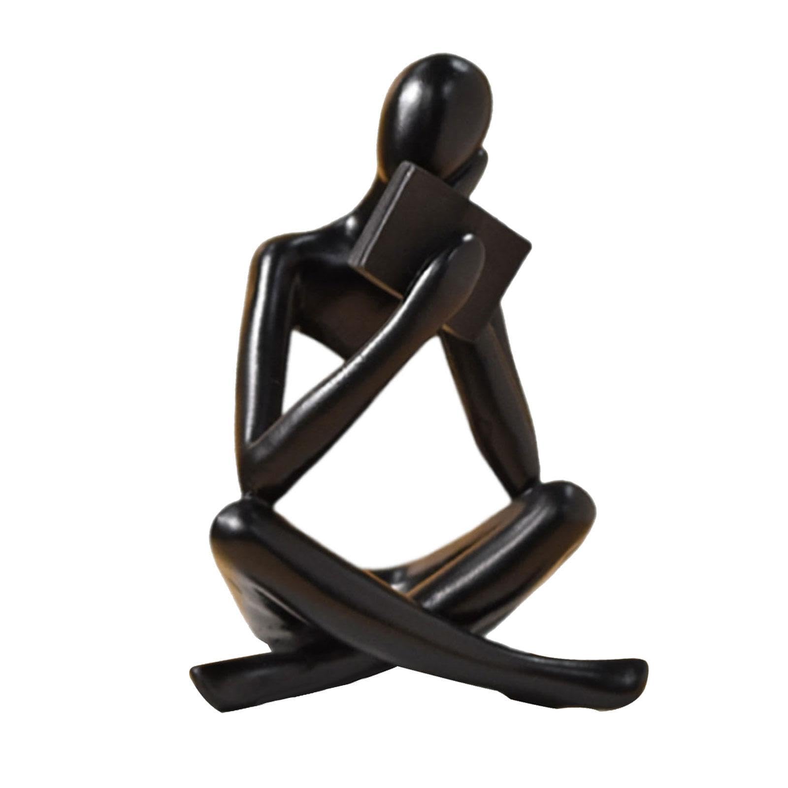 Zambuph Unique Abstract Thinker Reader Figurine Beautifully Black 8x6x12cm