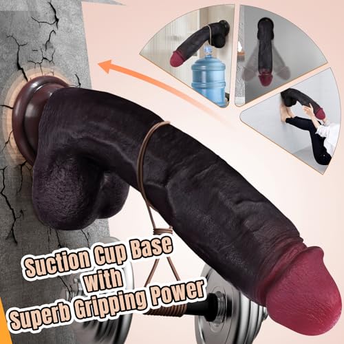 Image of Coocfan 11''Silicone Realistic Dildo Sex Toys,Hand-Free Adult Toy Black | Big Thick Girthy Brown Dildo with Suction Cup for G spot Clitoral Vaginal Anal,Harness Compatible Sex Toy for Women Couples