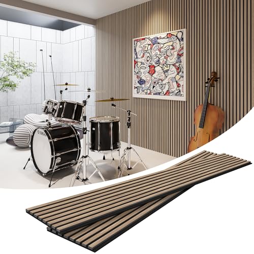ROOMTEC Acoustic Wood Wall Panels, 2 Pack 94.5” x 12.6” Soundproof Wall Panels,Wood Slat Wall Panels for Interior Wall Decor (Walnut)