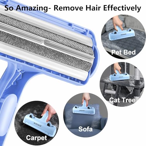 Image of ACE2ACE Pet Hair Remover, Reusable Lint Roller for Cat and Dog Hair, Blue | Self Clean Cat Hair Remover with Dust Bin, Dog Hair Remover for Couch, Furniture, Carpet, Sofa and Bedding