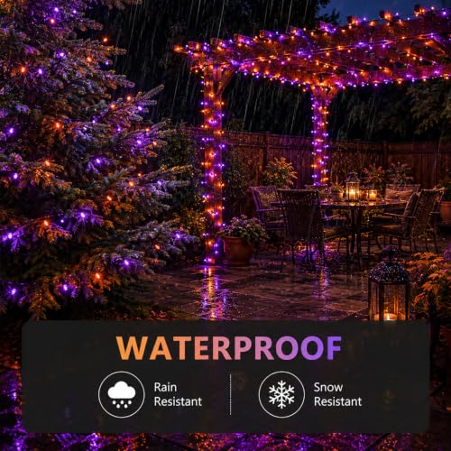 RUMCU LIFE 100FT Orange Purple Halloween Lights, LED String Lights with 8 Modes and Timer, Plug-in Outdoor Decor for Trees, Porch, Yard, Fall and Thanksgiving - image 5
