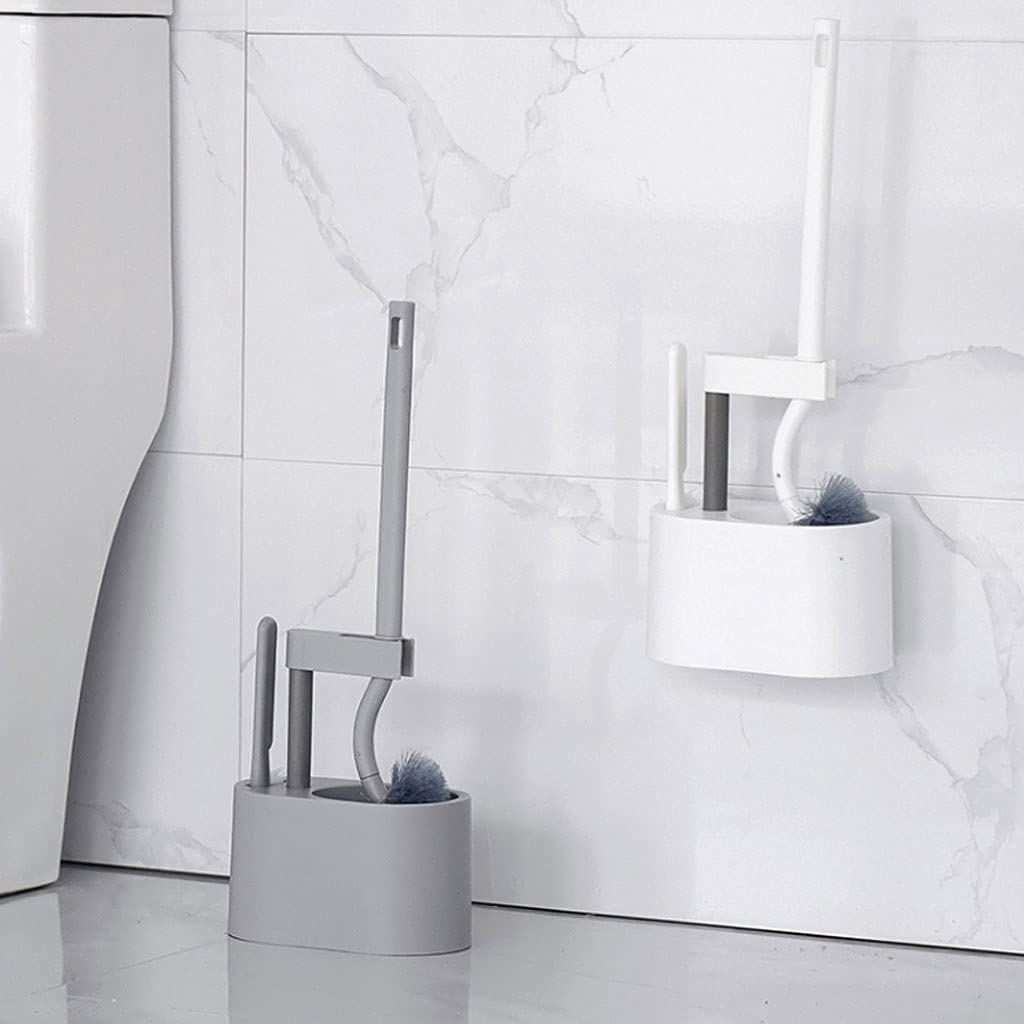 Escobilla De Baño Soporte de Cepillo de Inodoro, Cepillo de Inodoro con Mango sin Deslizamiento y Kit de Soporte de Secado rápido, Soporte de Cepillo de Inodoro de baño Escobillas de Inodoro