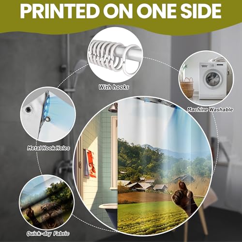Image of Extra Long Shower Curtain 96 Inchs Extra Tall Funny Otter XL Cool Quirky Shower Curtains for Large Bathroom Decor Sets, Waterproof Cloth Fabric with Hooks, 70 x 96 Inch