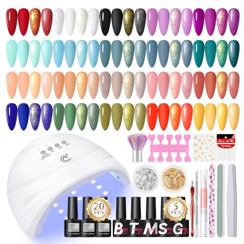 COSCELIA Gel Nagellack Set, 20 Farben 7ml Gelnägel Starterset mit U V/LED Lampe, Gel Nagellack Set mit Maniküre Tools komplette Nagelset Gelnägel Kit für Anfänger
