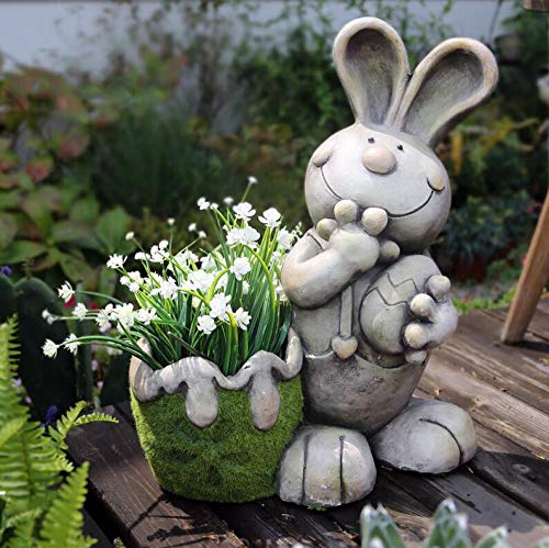Pot de fleurs lapin en ciment pour eviter le renversement au vent