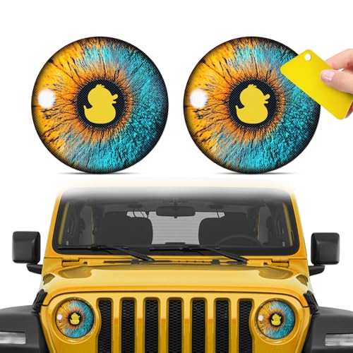 2 Pack Beast Eyes Headlamp Decals,New Cute Duck 3D Stereoscopic Eye Headlight Sticker,Car Body Window Bumper Decorative Sticker,Suitable for JL,JK (Yellow Duck)