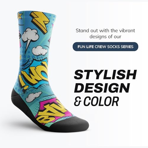 Image of Outway Novelty Crew Socks for Men & Women, Breathable, Moisture-Wicking Athletic Calf Sock with Arch Support