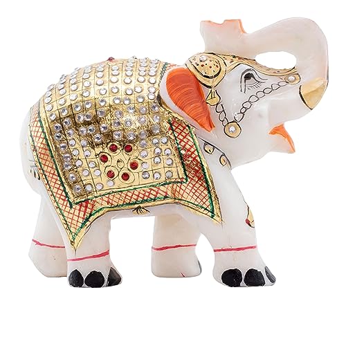Elegant Marble Elephant Showpiece - Handcrafted Home Decor 3 inch Elephant Statue Symbolizing Love, Strength, Luck | Pure Makrana Marble | Vastu Shastra Positive Energy — photo — 9 of 9