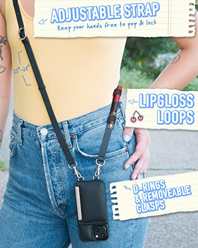 Smartish Iphone 13 Mini Crossbody Wallet Case For Women - Dancing Queen [Purse/Clutch With Detachable Strap & Wristlet] Protective Cover With Credit Card Holder - Stiletto Black-Silver #TOP2