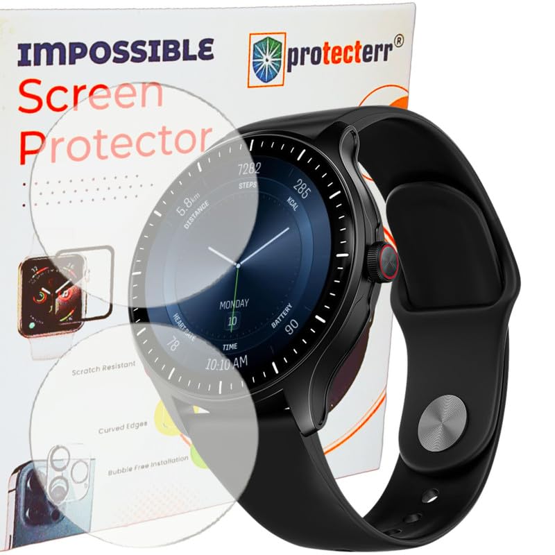 Image of PROTECTERR | 2 Pack | Screen Protector Guard for boAt Valour Watch 1 | 1.43 inch | Smartwatch - Flexible & Ultrathin TPU Film, 9H Scratch Resistant, Bubble Free - Not a Tempered Glass