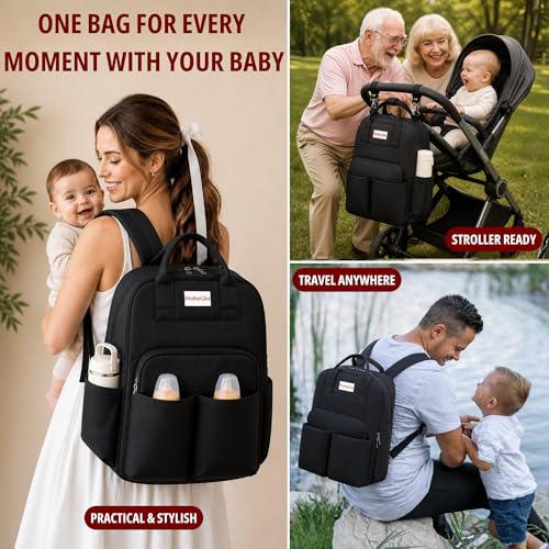 Image of Diaper Mommy Bags For Mothers for Travel - Hospital Baby Maternity Bag for Delivery Women - New Born Baby Essentials - Water-Resistant Fabric & Insulated Bottle Holders | 24 L, 15 Pockets