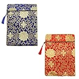 ROMISBABA Bolsa de Brocado Retro Bordada Estilo Chino para Escrituras Budistas, Resistente a Manchas, 2 Piezas Adecuado para Viajes y Actividades al Aire Libre