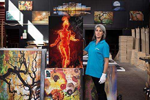 Startonight Wall Art Canvas Sweet Girl On Fire, Girls Women Red Flame Picture For Bedroom Framed 24 X 36 Inches #TOP4