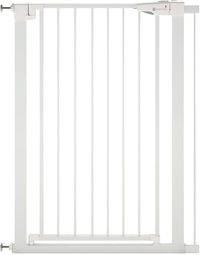 Venture Stair Gate - Q-Fix 110cm Extra Tall Baby Gate for Stairs & Doorways - 73-80cm Wide Indoor Dog Gate, Pressure Fit with Auto-Close & 90° Two-Way Open - 7cm White Extension - 2