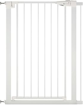 Venture Stair Gate - Q-Fix 110cm Extra Tall Baby Gate for Stairs & Doorways - 73-80cm Wide Indoor Dog Gate, Pressure Fit with Auto-Close & 90  Two-Way Open - White