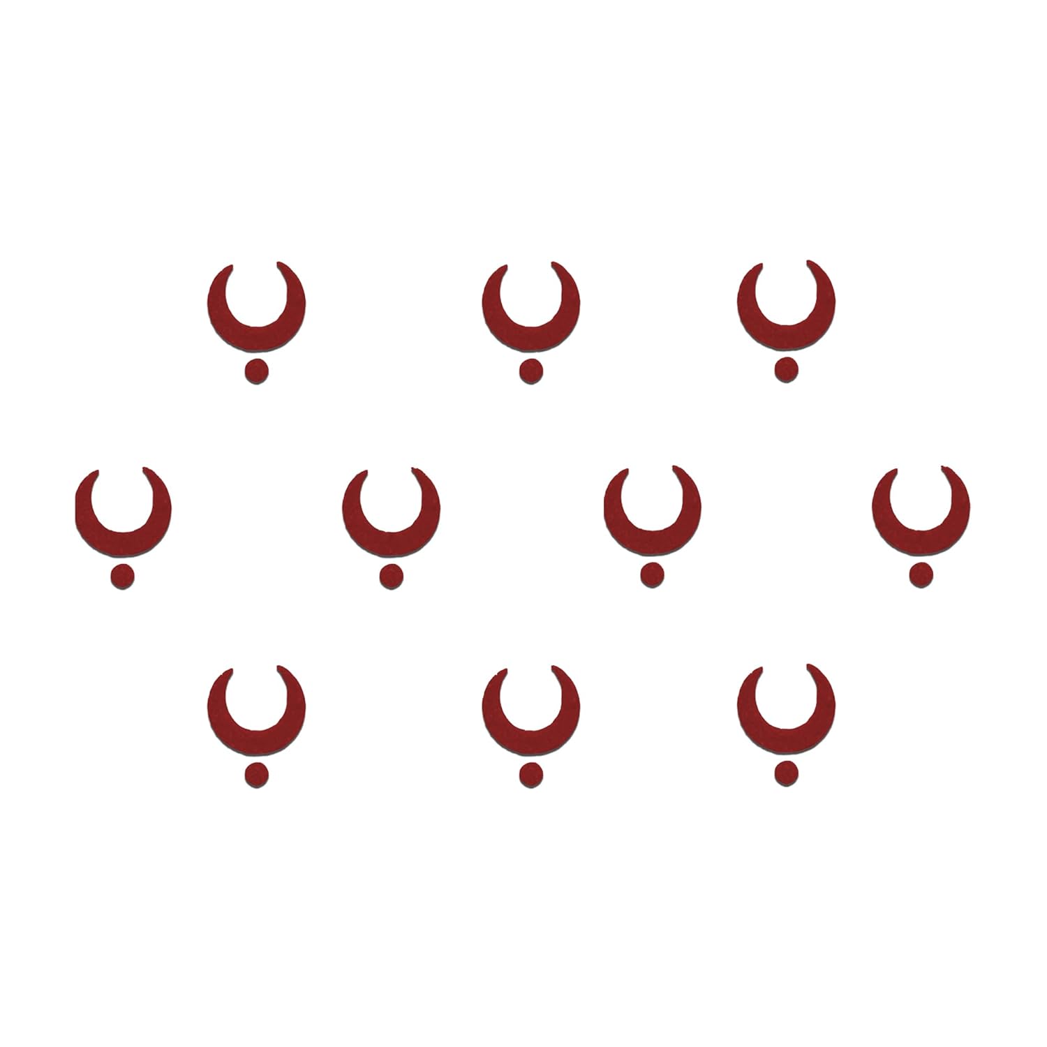 Comet Busters Traditional Maroon Moon Bindis With Maroon Dot (8mm) (BIN1154)