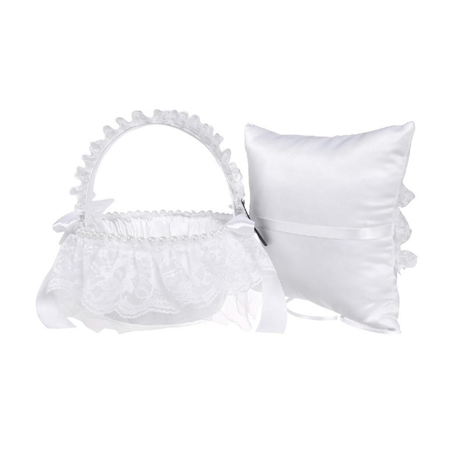 Hochzeit Ringhalter Kissen Elegantes Eheringkissen aus weißer Spitze, kompakte Größe, leicht zu verstauen, anmutiges Design for Hochzeit, Verlobung, Zuhause, Bettdekoration