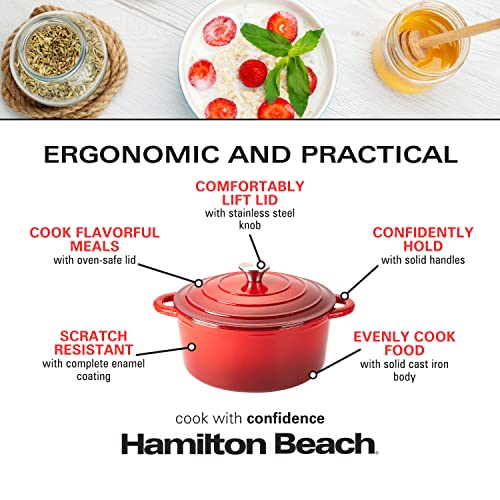 Hamilton-Beach-Enameled-Cast-Iron-Dutch-Oven-55-Quart-Red-Cream-Enamel-Dutch-Oven-Pot-with-Lid Hamilton Beach Enameled Cast Iron Dutch Oven 55 Quart Red Cream Enamel Dutch Oven Pot with Lid