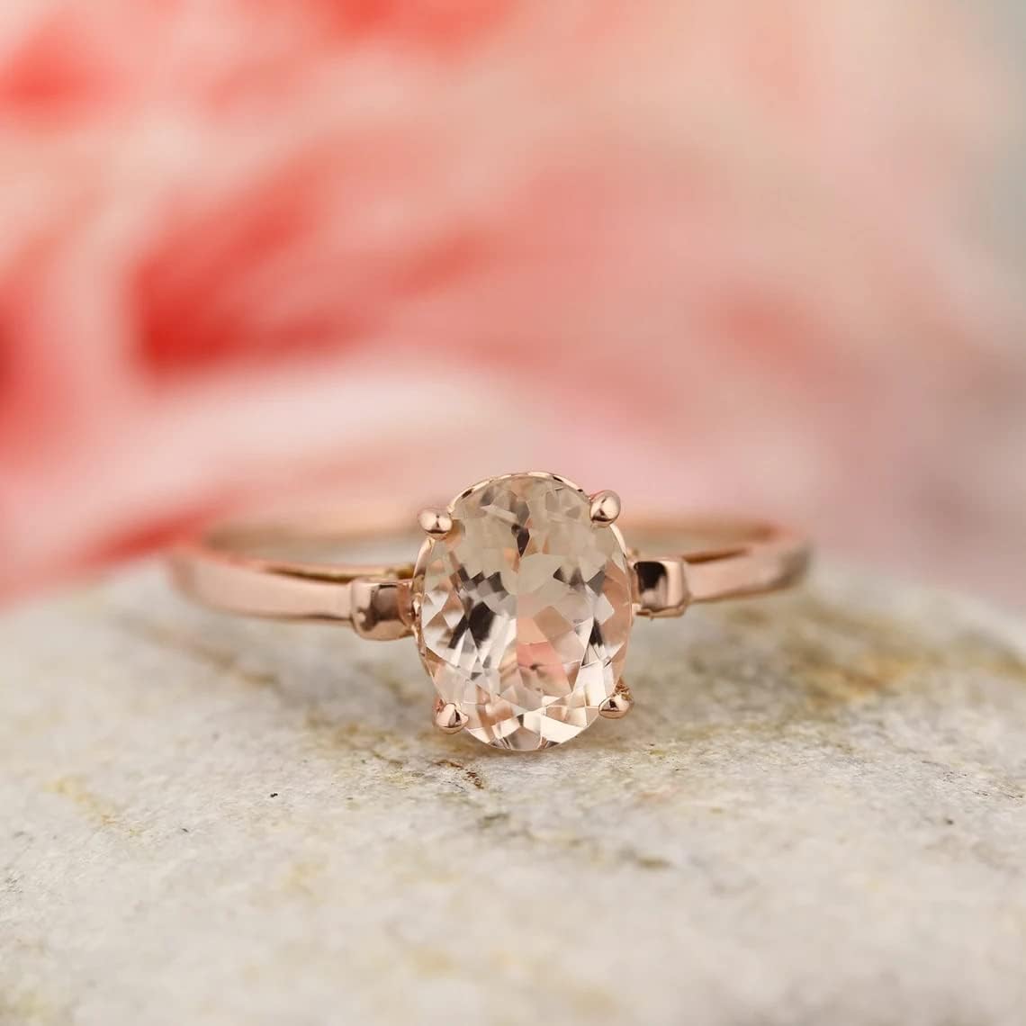 1ct Oval Morganite 14K Rose Gold Ring