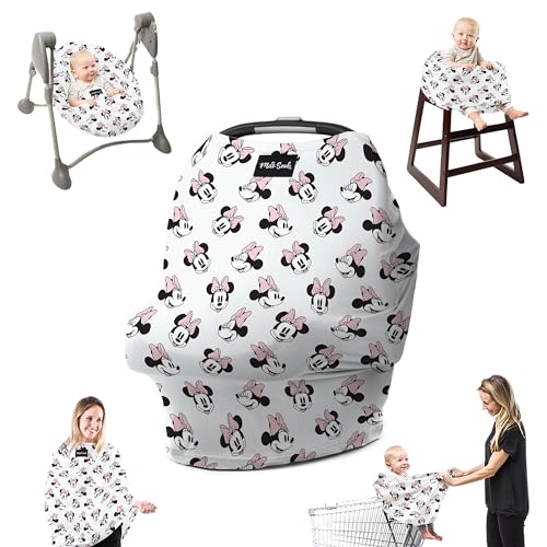 Image of Milk Snob Original Disney 5-in-1 Cover, Minnie Mouse, Added Privacy for Breastfeeding, Baby Car Seat, Carrier, Stroller, High Chair, Shopping Cart, Lounger Canopy - Newborn Essentials, Nursing Top