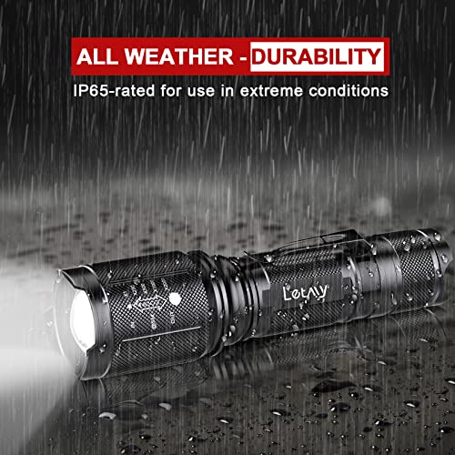 Letmy Led Tactical Flashlight S2000 Pro - 2Pcs Ultra Bright High Lumens Led Flashlights - Zoomable, 5 Modes Flashlights, Water Resistant Flash Light For Outdoor, Emergency - Gifts For Men & Women #TOP4